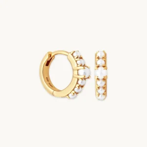 Radiant Pearl Huggies in Gold