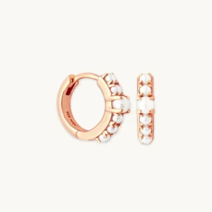 Radiant Pearl Huggies in Rose Gold