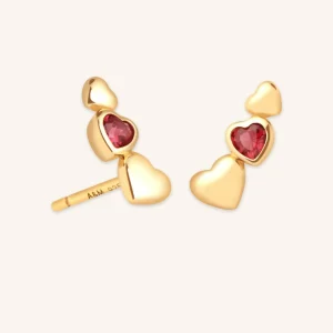 Red Heart Climber Studs in Gold