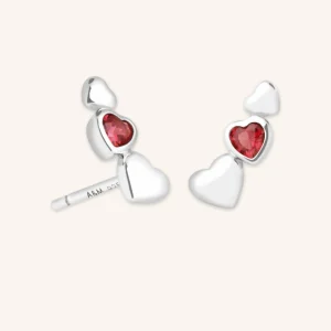 Red Heart Climber Studs in Silver