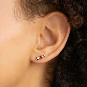 Red Heart Climber Studs in Gold