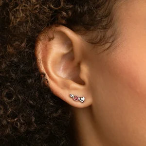 Red Heart Climber Studs in Silver