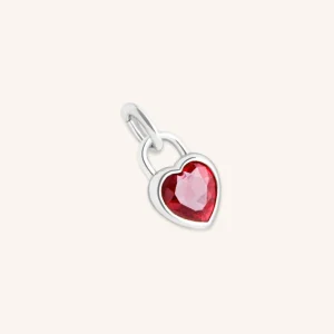 Red Heart Talisman Charm in Silver