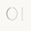 Ridged Hoops in Solid White Gold
