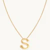 S Initial Bold Pendant Necklace in Gold