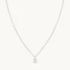 S Initial Pavé Pendant Necklace in Silver