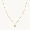 S Initial Pavé Pendant Necklace in Gold