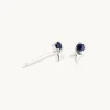 September Sapphire Birthstone Earrings in Solid White Gold