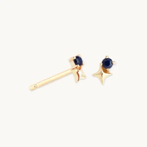 September Sapphire Birthstone Earrings in Solid Gold