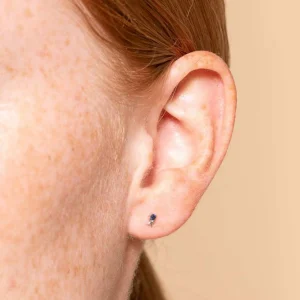 September Sapphire Birthstone Earrings in Solid White Gold