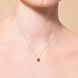 September Sapphire Birthstone Necklace in Solid Gold
