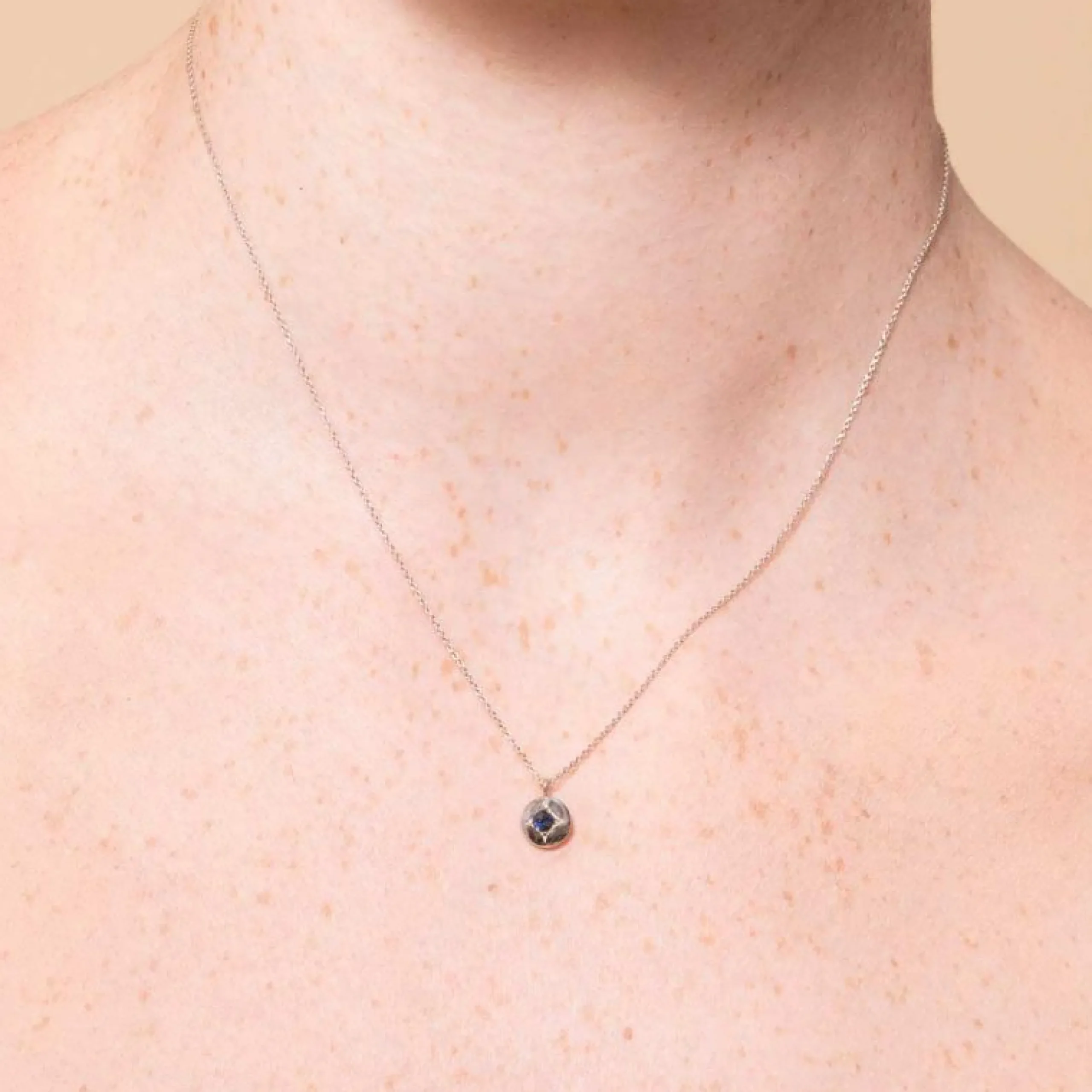 september_sapphire_births_1-3.webp September Sapphire Birthstone Necklace in Solid White Gold