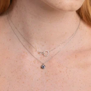 September Sapphire Birthstone Earrings in Solid White Gold