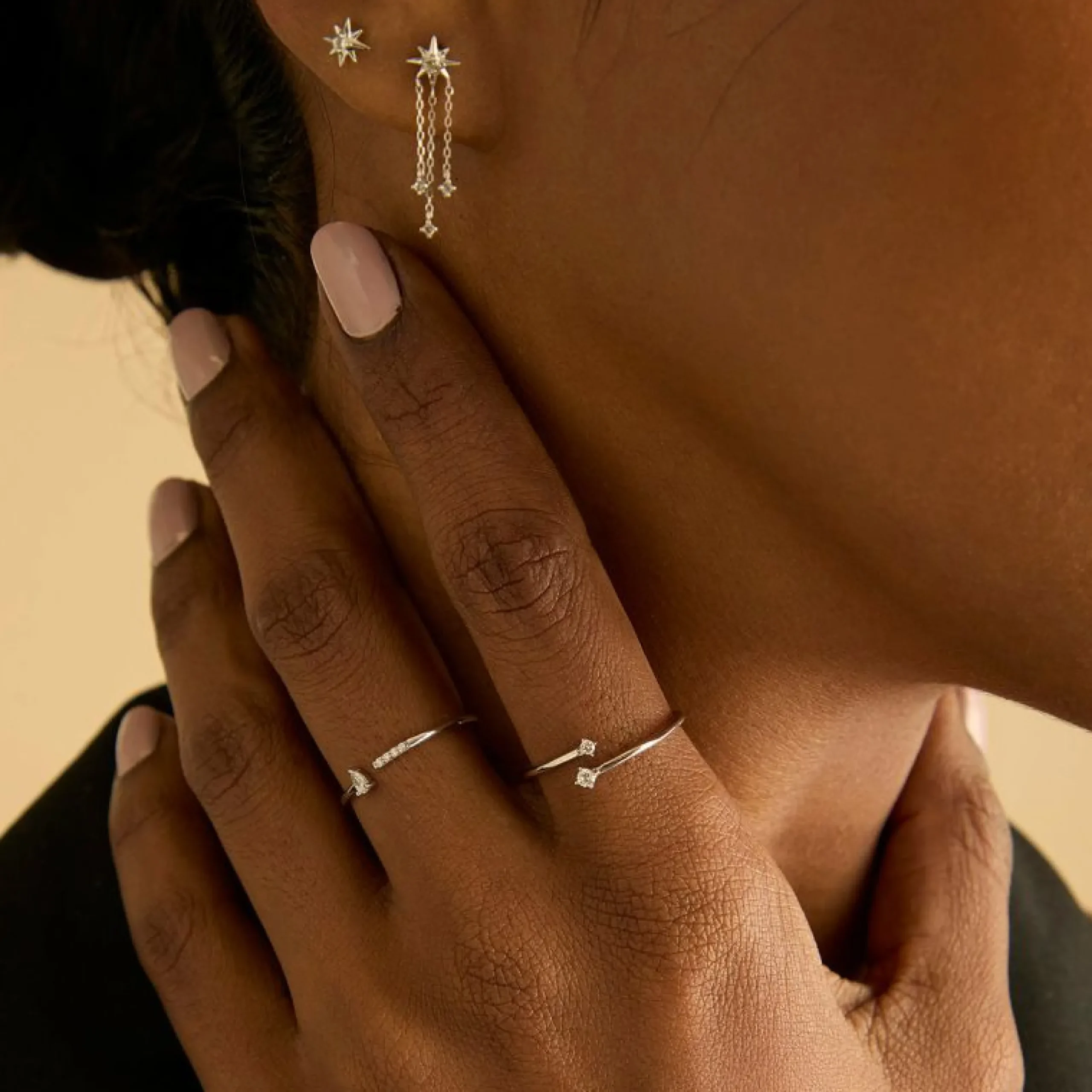 shooting_star_chain_drop__4-1.webp Shooting Star Chain Drop Studs in Solid White Gold