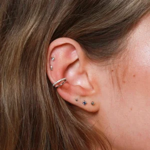 Small Ball Stud Earrings in Solid White Gold