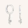 Snake Crystal Charm Huggies in Silver