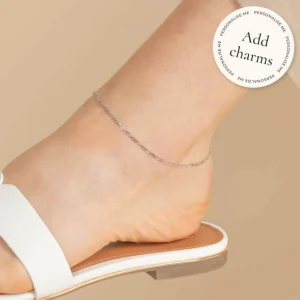 Soho Chain Anklet in Solid White Gold