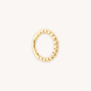 Solid Gold Beaded Piercing Hoop