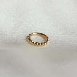Solid Gold Beaded Piercing Hoop