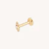 Solid Gold Crystal Beaded Piercing Stud