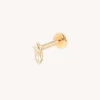 Solid Gold Crystal Star Piercing Stud