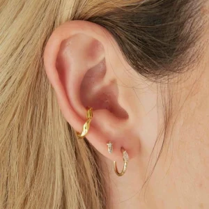 Solid Gold Crystal Star Piercing Stud