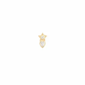 Solid Gold Crystal Star Piercing Stud