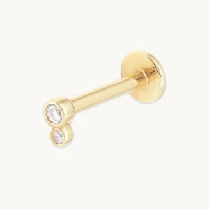 Solid Gold Double Topaz Piercing Stud