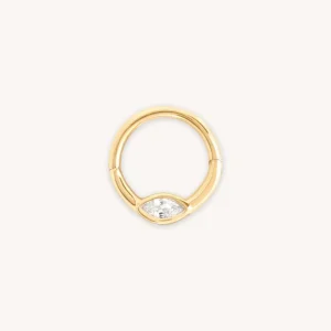 Solid Gold Marquise Daith Hoop