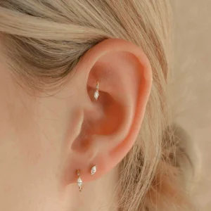 Solid Gold Marquise Rook Hoop