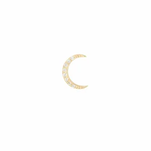 Solid Gold Topaz Moon Piercing Stud