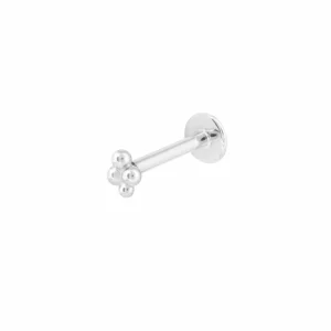 Solid White Gold Beaded Piercing Stud