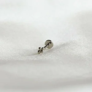 Solid White Gold Beaded Piercing Stud