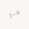 Solid White Gold Crystal Beaded Piercing Stud