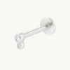 Solid White Gold Double Topaz Piercing Stud