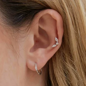 Solid White Gold Marquise Piercing Hoop
