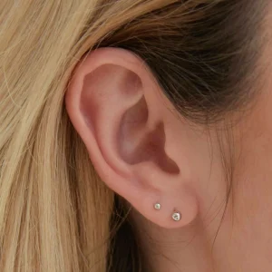 Solid White Gold Small Ball Piercing Stud