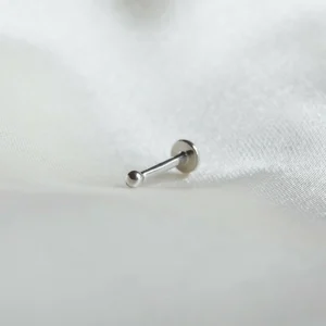 Solid White Gold Small Ball Piercing Stud