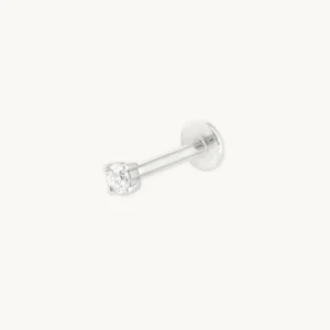 Solid White Gold Topaz Piercing Stud