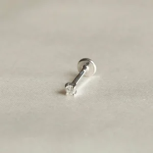 Solid White Gold Topaz Piercing Stud