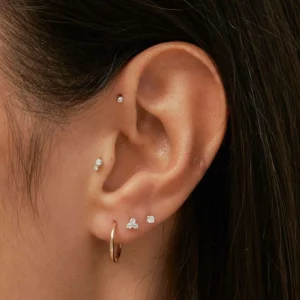 Solid White Gold Topaz Piercing Stud