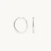 Staple Hoops in Solid White Gold