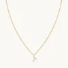 T Initial Pavé Pendant Necklace in Gold