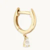 Teardrop Charm Piercing Hoop in Solid Gold