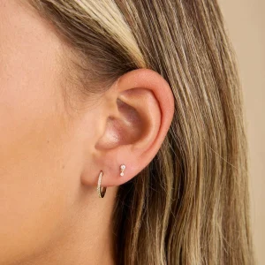 Topaz Bezel Charm Piercing Stud in Solid Gold