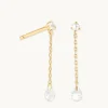 Topaz Chain Stud Earrings in Solid Gold