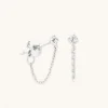 Topaz Chain Stud Earrings in Solid White Gold