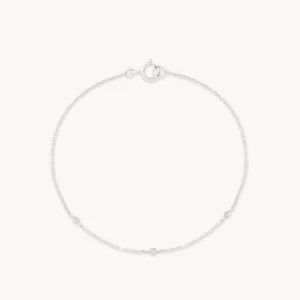 Topaz Charm Bracelet in Solid White Gold