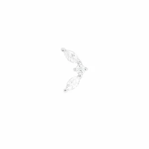 Topaz Marquise Fan Piercing Stud 6mm in Solid White Gold