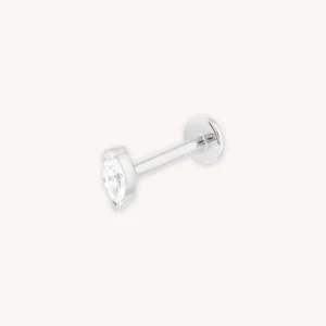 Topaz Marquise Piercing Stud 6mm in Solid White Gold